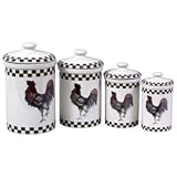 Country Roosters Set of 4 Ceramic Kitchen Storage Canisters