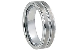 Dual Finish Tungsten Carbide Men Wedding Band with Center Groove