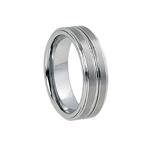 Dual Finish Tungsten Carbide Men Wedding Band with Center Groove