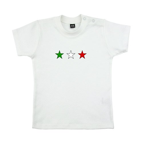 Baby – Kleinkinder T-Shirt – Italien 3 Sterne klein in Grün-Weiß-Rot – Textil white / Motiv farbig Gr. 12-18 Monate