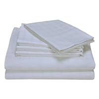 Imperial Collection Double Windowpane 350 Thread-Count 100-Percent Cotton Sateen Full Size 6-Piece Sheet Set, Ivory