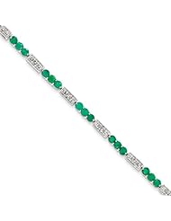 Sterling Silver Emerald and Diamond Bracelet