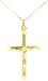 medium ribbed hollow tube gold crucifix cross (14K gold, with chain)