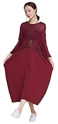 Plus Size Spring Fall Round Neck Cotton/Spandex/Knit Mesh Maxi Dress 