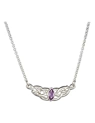 Sterling Silver 16 to 18 inch Adjustable Celtic Weave with Marquis Amethyst Necklace