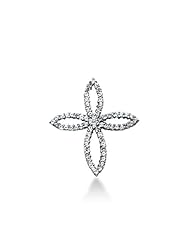14K White Gold Round Diamond Share Prong Set Cross Pendant (1.02ct)