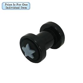 Star Design Acrylic Screw Fit Ear Plug - 4 Gauge