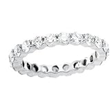 14K White Gold Prong Set Diamond Bridal Eternity Band Ring - 2.00 carats