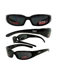 Chicago Foam Padded Glasses Sunglasses, Motorcycle Atv Sports Eyewear Shiny Black Frame Smoked... by Global Vision Eyewear