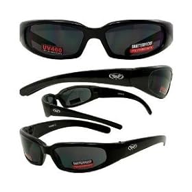 Click here to buy Chicago Foam Padded Glasses Sunglasses, Motorcycle Atv Sports Eyewear Shiny Black Frame Smoked... by Global Vision Eyewear.