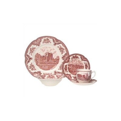 Johnson Brothers Old Britain Castles 20-Piece Dinnerware Set, Pink