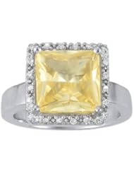 Ann Harrington Jewelry 14k White Gold 1/6 Ct Tw Diamond Antique Style Ring, 10x10 mm Square Cut Semi Setting