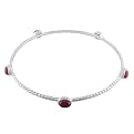 Sterling Silver Textured Bangle - Carnelian