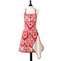Jessie Steele Gigi Red and Cream Damask Apron with Attached Towel