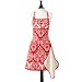 Jessie Steele Gigi Red and Cream Damask Apron with Attached Towel