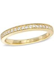 10k Yellow Gold .17ct tw Diamond Band with milgrain accent. "stackable"