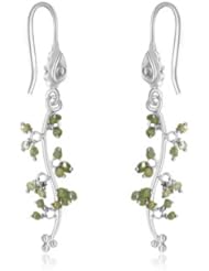 1.20 Cts Beads Light Green Rough Diamond Dangle Earrings in Silver