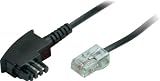 TAE-F-Stecker auf RJ 45 Stecker, A-4, B-5, 2,0 m 2m DSL Splitter- / NTBA-Kabel * TAE-F Stecker / Western Stecker mit versetzter Klinke schwarz