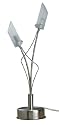 Elegant Frost Glass Shade & Satin Steel Adjustable Arm 2-Lite Table Lamp