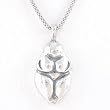 Venus of Willendorf or Earth Mother Goddess Pendant in Sterling Silver on an 18" Rhodium and Sterling Popcorn Chain, #8121