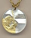 Poland 2 Zlotych Pope John Paul II & Crucifix Two Tone Coin Pendant with 24 Chain
