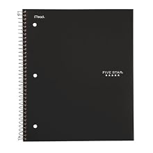 Five Star Wirebound Notebook, 1-Subject, 100-Count, College Rule, Black (72057)