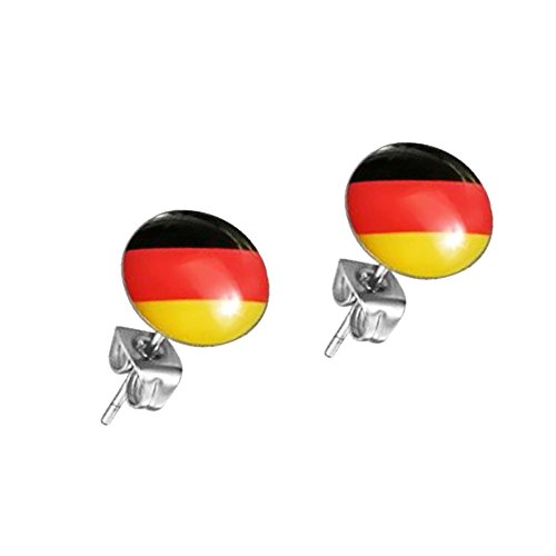 Taffstyle® Fußball Fanartikel 1 Paar Ohrstecker Ohrringe Stecker mit Fussball Weltmeisterschaft 2014 WM & EM Deutschland – Schwarz Rot Gold
