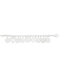 Sterling Silver Italian Fancy Bracelet w/ Quarter & Penny charms Extra Long 8.25" AWSS-46-051825
