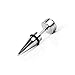 Fashion Steel Rhinestone Spike Screw Ear Stud Earring Barbell Men's Jewelry