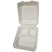 PrimeWare DHL-83 White Molded Fiber Hinged Lid Container, 7-7/8" Length x 8" Width x 3-1/5" Height, Deep, Medium, 3-Section (Case of 200)