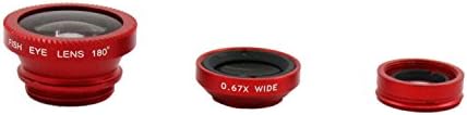PWOW® 3 in 1 180° FishEye Lens+Wide Angle Lens+Macro Lens Kit for iphone 5 5s red