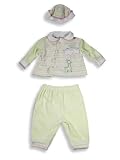 Beyond Basics Kids - Newborn Baby Girls Long Sleeved Velour Pant Set with Matching Cap, Lt. Green, Pink