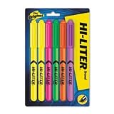 Pen Style Highlighter, Chisel Tip, 6 Assorted Fluorescent Colors/ST AVE23565