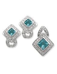 Genuine IceCarats Designer Jewelry Gift Sterling Silver Light Blue Cz Pendant & Earring Set