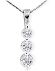 1 1/2ct 3 Diamond Drop Necklace In 14 Karat White Gold. Stunning showpiece.