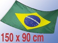 Top Qualität – Flagge BRASILIEN Brazil Fahne, 90 x 150 cm, EXTREM REIßFEST, Keine BILLIG-CHINAWARE, Stoffgewicht ca. 100 g/m², sehr robust, extra starke Messing-Ösen – mehrfach umlaufend genäht, ideal als Hissflagge Hissfahne für Innen/Außen, für Haus, Garten zur Deko
