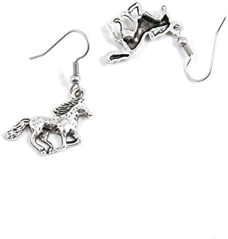 2 Pairs Jewelry Making Antique Silver Tone Earring Supplies Hooks Findings Charms I2OD5 Horse