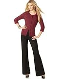 Style&co. Petite Cardigan with Rosettes & Extended Tab Pinstriped Pants