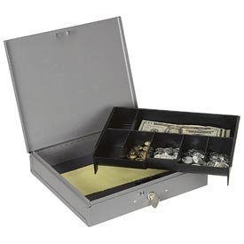 Buddy Products Large Cash Box, Steel, 8.5 x 2 x 10 Inches, Gray (0519-1)