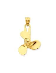 Three Blade Spinning Propeller Pendant in 14 Karat Yellow Gold