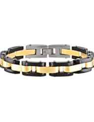 Stainless Steel Link Bracelet 08.50 Inch Black & Gold Immerse lated B407