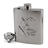 Stainless Steel Skiing Ski Skier 8 oz Flask & Funnel-Great Groomsmen Gift