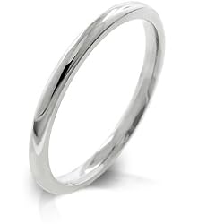 2mm High Polished Stainless Steel Eternity Wedding Band - Size: 5-12
