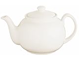 Kitchen Craft Coloured Pottery Teapot 6 Cup 1.1l - Cream Includes FREE patterned teabag tidy  from Kitchen Craft