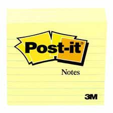 Post-it Notes, Original Pad, 3 Inches x 3 Inches, Lined, Canary Yellow, 100 Sheets per Pad, Two Pads per Pack (630PK2)