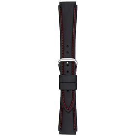 Hadley-Roma Men's 18-mm Dive Black-and-Red Genuine Calfskin Leather Watch Strap #MSM945RQ-180