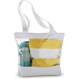 Medium Clear Tote Bag with Zipper Closure (White)