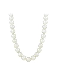 Sterling Silver White 10mm Imitation Pearl 16 to 24 inch Necklace Made with Swarovski® Elements