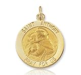14k Yellow Gold 'Pray For Us' Large Saint Anthony of Padua Medal