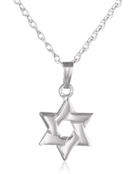 Sterling Silver Childrens Star of David Pendant, 15"